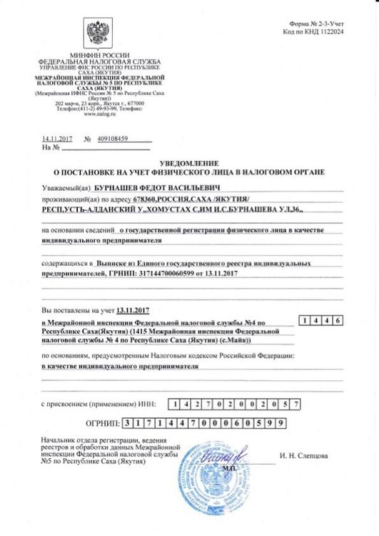 Свидетельство ИП